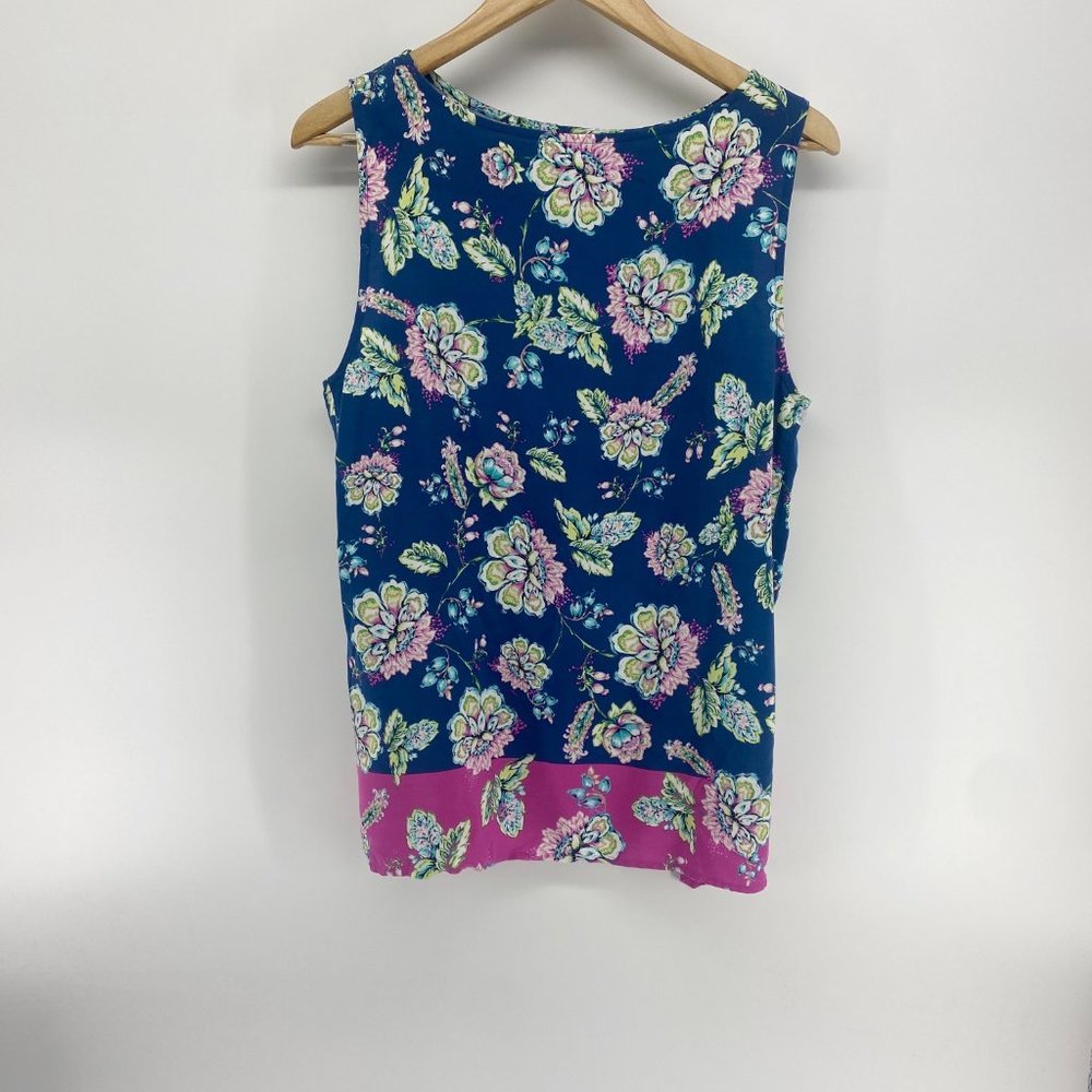 J. JILL  Floral Drapey Color Block Tank Top M - Picture 2 of 5